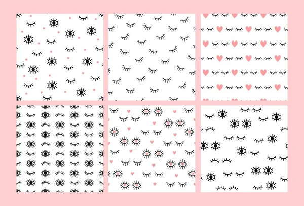Eyelashes Seamless Pattern Print Abstract Lashes Open Close Eyes Background — Stock Vector