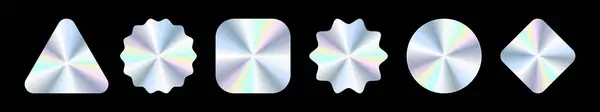 Autocollant Olographe Étiquettes Holographiques Triangle Circulaire Étoile Formes Carrées Autocollants — Image vectorielle