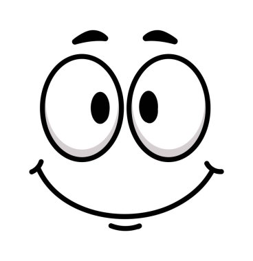 Mutluluk ve neşeyi ifade eden komik çizgi film yüzü. Kocaman bir gülümseme, basit ve temiz bir tasarım. Olumlu duygular ve neşeli mesajlar iletmek için mükemmel.