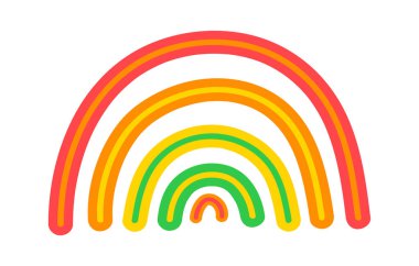 Eşmerkezli kemerler, çeşitli yaratıcı projeler için uygun canlı renklerle görsel olarak çekici ve eğlenceli bir tasarım oluşturan, stilize bir gökkuşağı oluştururlar.