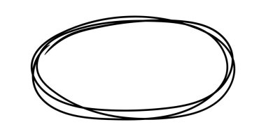 El çizimi oval şekil, beyaz arkaplan üzerinde birden fazla örtüşen siyah çizgi ile yapılmış, efekt benzeri bir çerçeve oluşturur, metin veya resimlerin altını çizmek için ideal