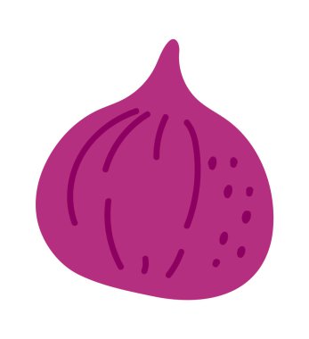 Elle çizilmiş olgun mor incir, meyvelerin eşsiz dokusunu ve şeklini yakalıyor, yiyeceklerle ilgili tasarımlar veya sağlıklı beslenme promosyonları için ideal.