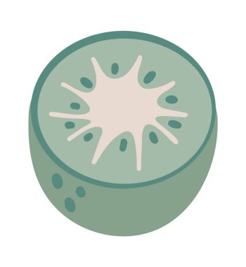 Tohumları, posaları ve deriyi minimalist ve pastel renk paletinde gösteren kivi meyveleri sağlıklı yemek ve yaşam tarzı projeleri için idealdir.