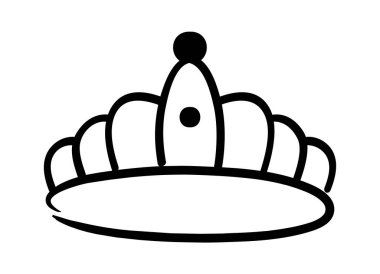 Kraliyeti, gücü ve otoriteyi temsil eden, monarşi, liderlik veya başarıyla ilgili çeşitli tasarım projeleri için uygun basit, elle çizilmiş taç.