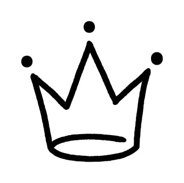 Monarşiyi, gücü, başarıyı ve zaferi sembolize eden, çeşitli tasarım amaçları için uygun, basit, siyah ve beyaz bir taç çizgisi.
