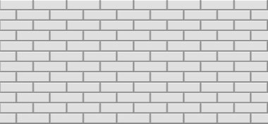 White brick wall pattern. Bricks texture. Seamless repeat tile, house building material, kitchen backsplash, interior design element, building facade. Vector decorative background.