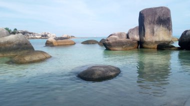 beautiful scenery on the beach of bangka belitung
