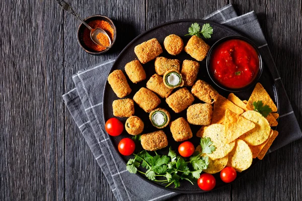 Breaded Crispy Fried Jalapeno Poppers Melted Cream Cheese Filling Taco — Stock Photo, Image