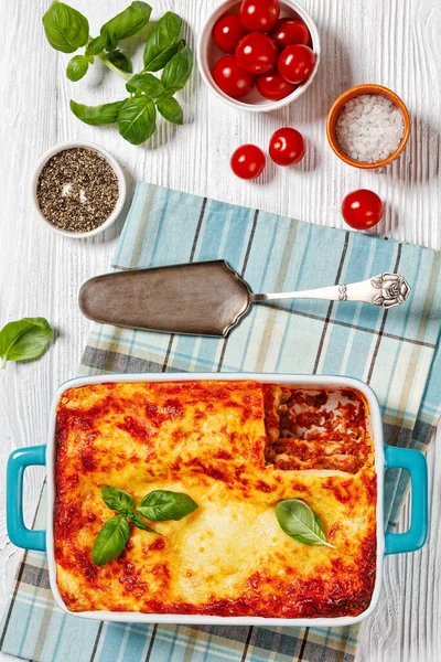 Lasagne Forno Italian Beef Lasagna Нашарована Суцільною Яловичиною Соусом Марінари — стокове фото