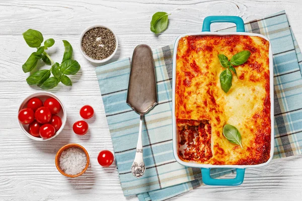 Lasagne Forno Italian Beef Lasagna Нашарована Суцільною Яловичиною Соусом Марінари — стокове фото