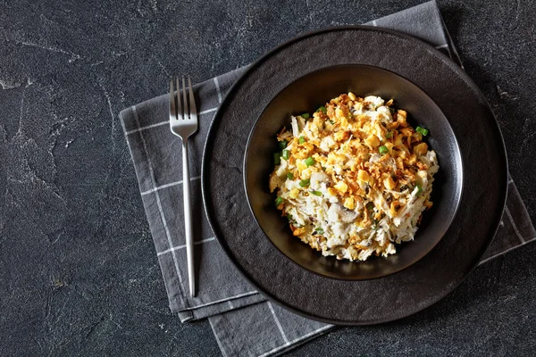 Chicken Rice Casserole Iberville Topped French Fried Onion Crumbled Crackers — Stock Photo, Image