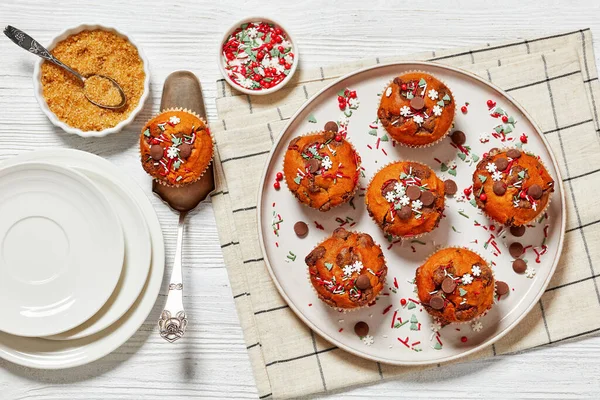 Weihnachten Süßkartoffelmuffin Mit Weihnachtsstreusel — Stockfoto
