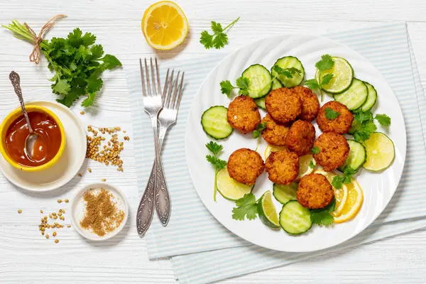 Fried Leftover Rice Cutlets Rice Tikki Indian Style White Plate — Stock Photo, Image