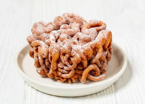 Tippaleipa Finnish May Day Crispy Funnel Cake Deep Fried Dusted — Stock Photo, Image