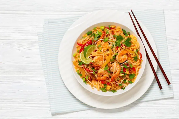 Pad Thai Phad Thai Stir Fried Rice Noodles Shrimps Peanuts — Stock Photo, Image