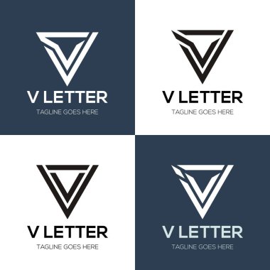 Set of abstract initial letter v logo design template. icons for business of luxury, elegant, simple