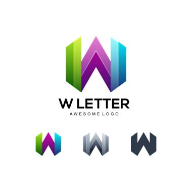 Set of abstract initial letter W logo design template. icons for business of luxury, elegant, simple