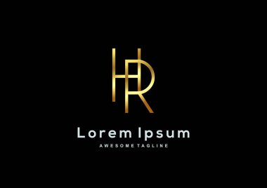 Luxury letter H and R with gold color logo template
