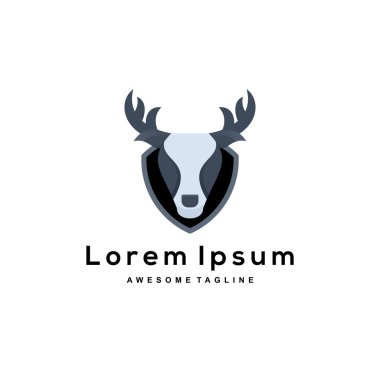 Head deer gradient logo design color