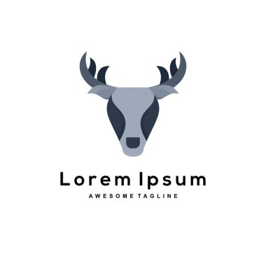 Head deer gradient logo design color