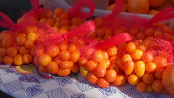 Organik Portakallar Paketlendi Gitmeye Hazır — Stok video