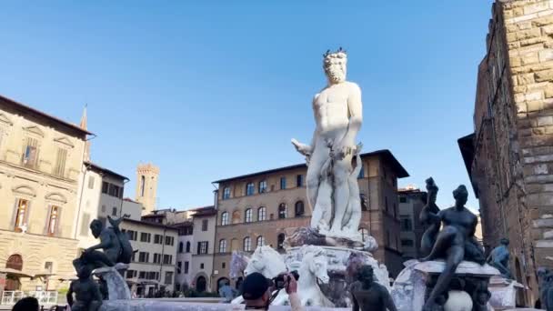 Impresionante Fuente Biancone Levanta Alto Añadiendo Belleza Florencia — Vídeos de Stock