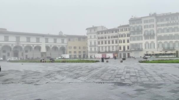 Icônico Santa Maria Novella Contra Cenário Nebuloso Com Moradores Turistas — Vídeo de Stock