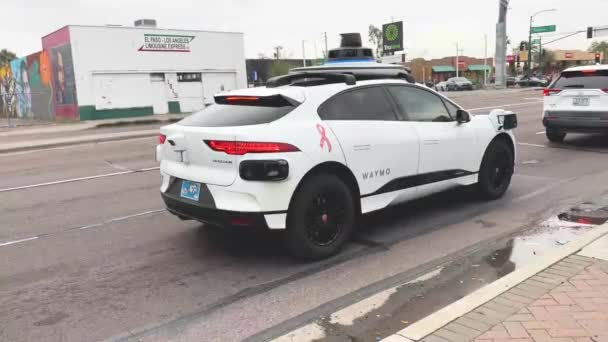 Waymo Auto Dirigindo Cruzeiros Carro Através Phoenix Arizona Marcado Com — Vídeo de Stock