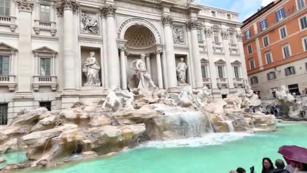 Magnifique Fontaine Trevi Ses Statues Ses Eaux Turquoise Devient Centre — Video