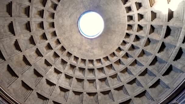Vasta Cupola Del Pantheon Mostra Una Rete Forzieri Illuminati Dal — Video Stock