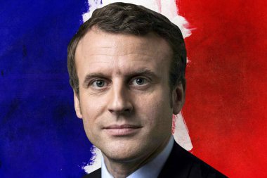 Emmanuel Macron ve Fransa bayrağı