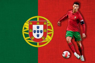 Cristiano Ronaldo and flag of Portugal - CR7 clipart