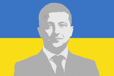 Volodymyr Zelensky ve Ukrayna bayrağı