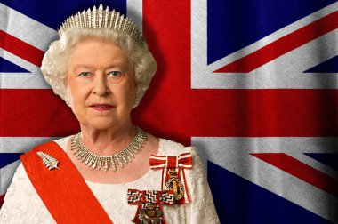 Kraliçe II. Elizabeth ve İngiliz bayrağı