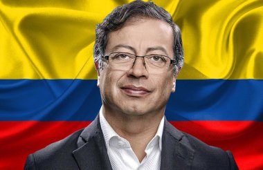 Gustavo Petro and the Colombian flag clipart