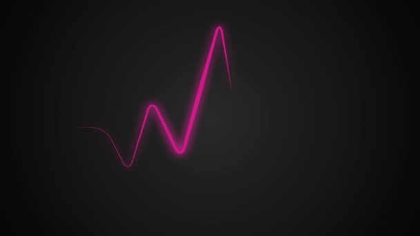 Neon Glowing Heartbeat Pulse Moving Screen Heart Beat Line Alpha — Vídeo de stock