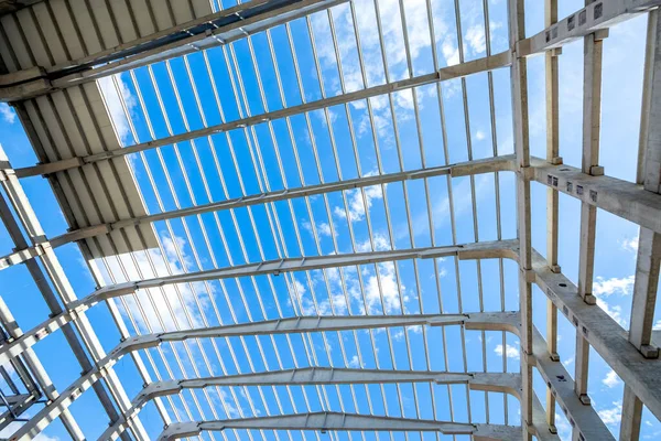 View Interior New Building Constraction Roof Construction Industry Comprises Six — Fotografia de Stock