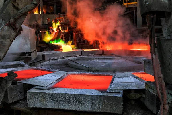 View of the casting and smelting for copper anode in the copper processing plant. Smelting involves more than just melting the metal out of its ore.