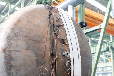 Post weld heat treatment to pressure vessel. It is a controlled process in which a material that has been welded is reheated to a temperature below its lower critical transformation temperature.