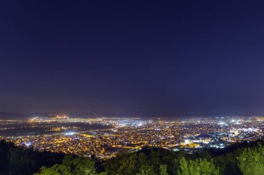 Landscape of the city lights from the mountain in Bursa city at night.