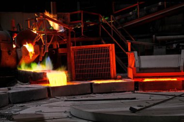 View of the casting and smelting for copper anode in the copper processing plant. Smelting involves more than just melting the metal out of its ore.