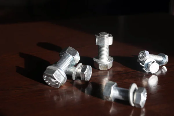 Lot Metal Bolts Nuts Washers Bolts Assembly Two Unthreaded Components — Stockfoto