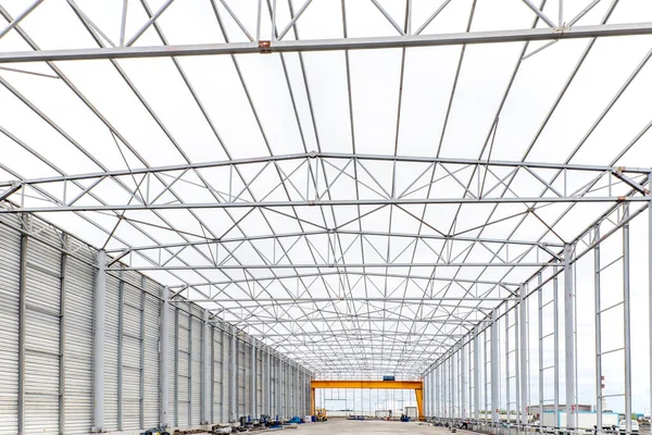New Industrial Building Installation Steel Structure Modern Warehouse — Stock Photo, Image