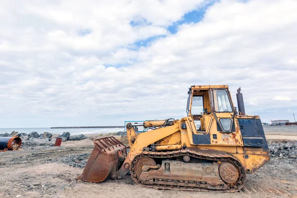 View Old Tracked Bulldozer Construction Site Excavator Construction Site — Stock Photo, Image