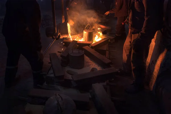 Casting Foundry Casting Process Which Solid Metal Shapes Castings Produced — стоковое фото