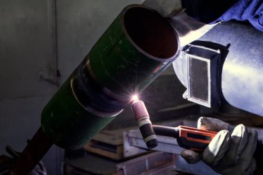 Welder qualification testing with gas tungsten arc welding (gtaw, argon) process of the stainless steel pipe. Welder certification is based on specially designed tests to determine a welder's skill.