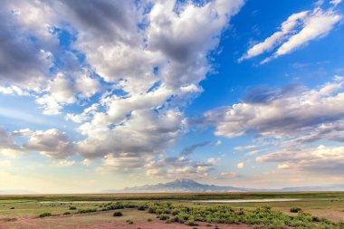 Sultan Reedy, Sazligi Milli Parkı 'nın (Türkçe: Sultan Sazligi Milli Parki) manzarası. Kayseri, Türkiye 'nin Merkez Anadolu Bölgesi' nde yer alan park. Bulutlu bir arazisi olan güzel bir manzara.