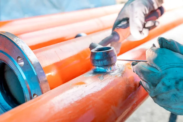 View Small Branch Connection Pipe Gas Tungsten Arc Welding Method — Stockfoto