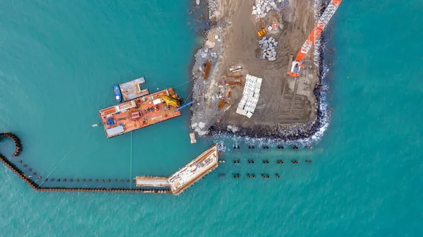 Drohnen Ansicht Einer Seebrücke Ein Pier Ist Eine Erhöhte Struktur — Stockfoto
