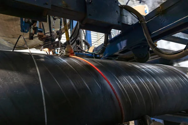 Automatic Machine Welding Spiral Welded Pipe Welding System Welds Pipe —  Fotos de Stock